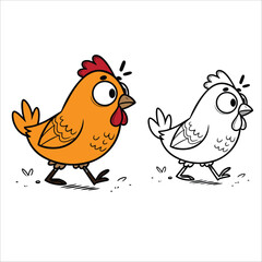 Naklejka premium Coloring Book For Kid Hen Image Vector