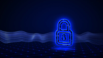 Cyber Network Padlock Animation for Data Protection and Online Security Concept