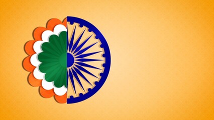 Patriotic India Theme Half Rosette Badge on Yellow Background