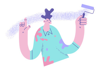 Making renovation and coloring walls concept.