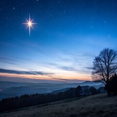 winter sunset in the mountains