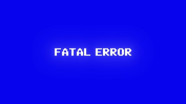 Fatal error text blinking animation on blue background