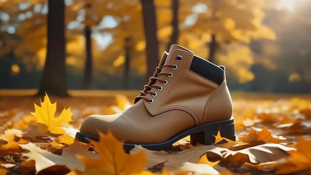 boots and autumn leaves