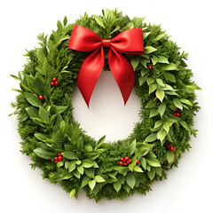 christmas wreath on white background