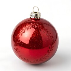 red Christmas ball on white