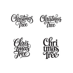 Christmas Tree written templates set in a stylish joining script with bold strokes, designed in clean vector typography perfect for holiday labels, festive branding, greeting cards, winter designs