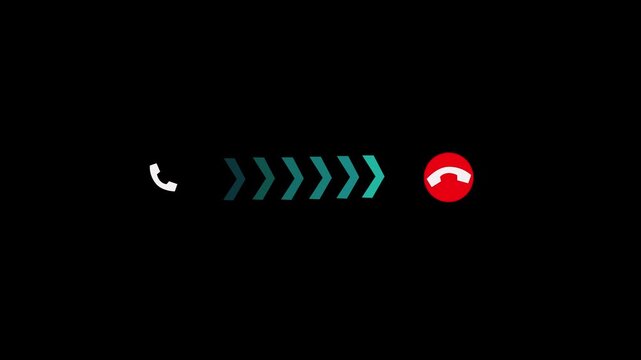 Incoming Call Interface with Green Answer and Red Decline Icons and Blue Chevron Progress Bar phone call