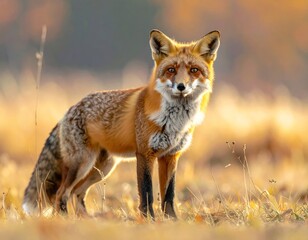Fox in autumnal field