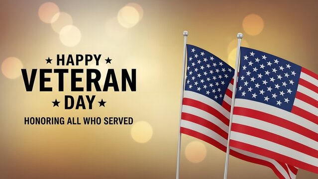 Honor America's heroes this Veteran's Day with patriotic flags and text - Powered by Adobe