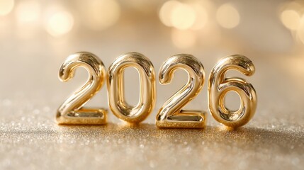 Gold 2026 numbers on shiny surface