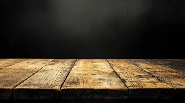 Video A simple wooden table against a dark backdrop