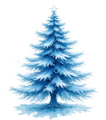 Obraz premium Soft Blue Watercolor Christmas Tree