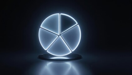 Glowing Pie Chart on Dark Background - Data Visualization Concept.