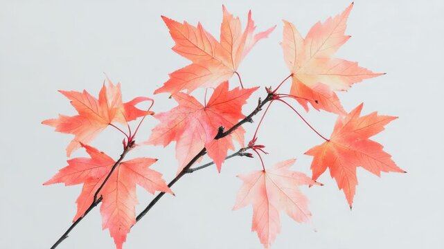 Video A single red leaf rests on a clean white surface