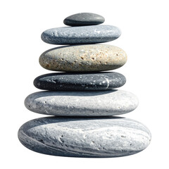 stack of zen water stones isolated on white or transparent
