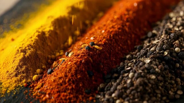 Colorful Ground Spices in Three Piles