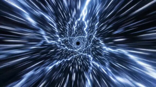 Hyperspace tunnel streaking lights towards singularity