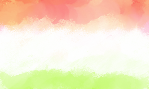 Soft watercolor wash with orange pink and green hues