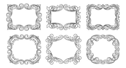 Obraz premium Elegant ornate frames set with vintage baroque floral design