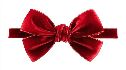 A luxurious red velvet bow with a gold trim, radiating elegance and charm. Its soft texture and rich color make it a perfect embellishment. Beautiful on white!
