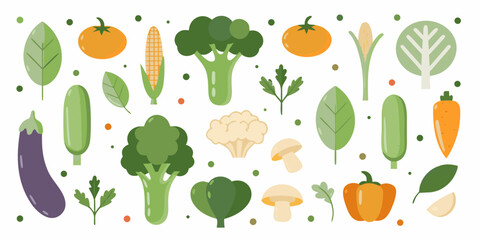 Flat lay vegetable collection healthy eating vegan vegetarian and fresh produce
