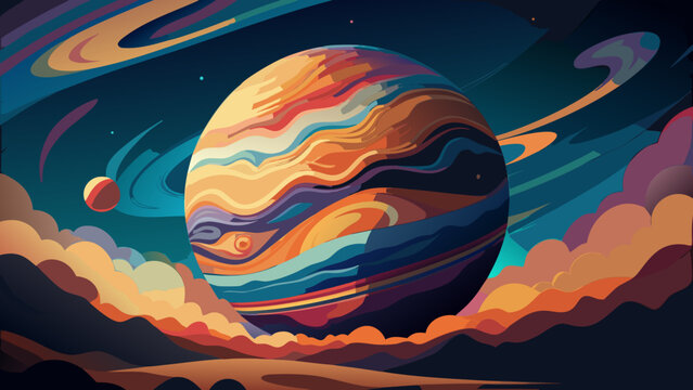 Dreamy planetscape with vibrant colors and swirling patterns, capturing the imagination with celestial skies and cosmic wonders, perfect for space exploration themes - Powered by Adobe