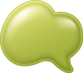 Fototapeta premium Glossy green 3d speech bubble icon isolated on white. Blank chat message symbol for social media communication. Copy space for text