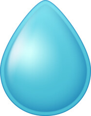 Blue water droplet  glossy  sticke. Illustration of a single liquid drop, tear, or raindrop