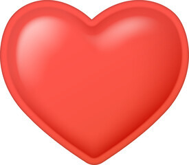 3D red heart symbol isolated on a white background. Glossy  puffy sticker.