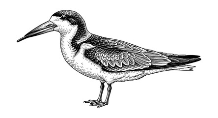Obraz premium Detailed black and white bird drawing with vintage ink style