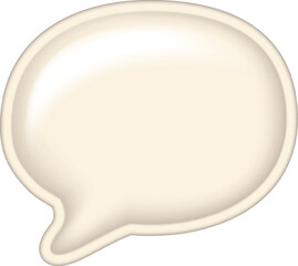 Blank speech bubble isolated on white. Beige chat balloon with copy space for text. Empty message box template