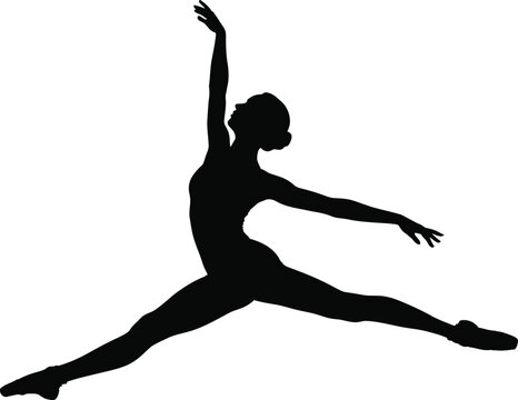 Ballet Dancer Split Leap Silhouette Vector