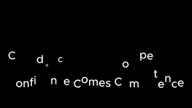 White text on black background reads confidence comes competence in a simple sans serif font