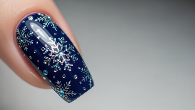 Elegant Winter Manicure with Snowflake Nail Art