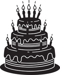 Delicious birthday cake with candles illustration for celebrations and special occasions
