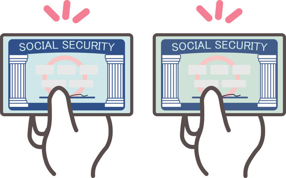 ソーシャルセキュリティーカードを差し出す手のイラスト