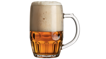 Refreshing golden beer with frothy head in a classic glass, perfect for celebrations or a relaxing evening, cheers to good times and shared moments isolated on white or transparent PNG.