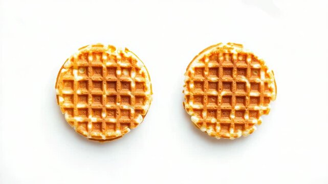 Video Two waffles stacked on top of each other, perfect for a fun breakfast or brunch