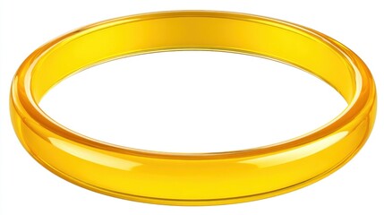 A bright yellow smooth bracelet rests on a white background highlighting its sleek design and vibrant color. This elegant accessory is perfect for various styles.