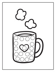 Cute polka dot mug with heart design and steam