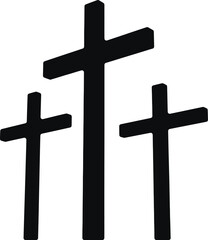 Three Crosses Silhouette Vector Illustration