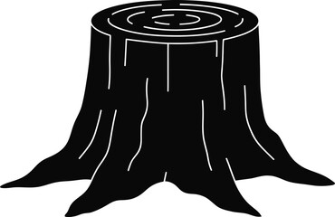 Tree Stump Silhouette Vector Illustration