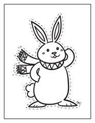 Cartoon bunny rabbit holding a bouquet of flowers