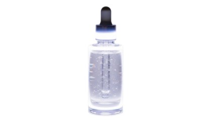 Transparent serum bottle with luminous rim white background