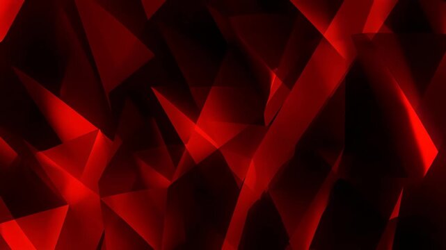 Abstract red rotating crystal structure creating a seamless loop video background. Dynamic geometric motion for modern digital art.