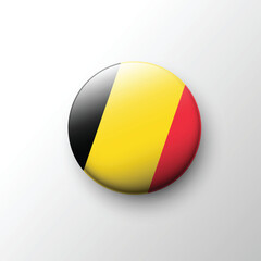 Fototapeta premium Glossy 3D Belgium flag button with black yellow red stripes