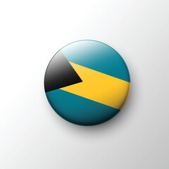 Glossy 3D Bahamas flag button in aqua gold black