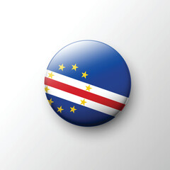 Glossy 3D Cape Verde flag button with ring of yellow stars