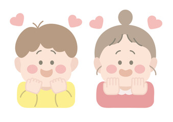 ときめいている男の子と女の子　ポーズ　表情