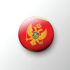 Glossy 3D Montenegro flag round emblem with golden eagle